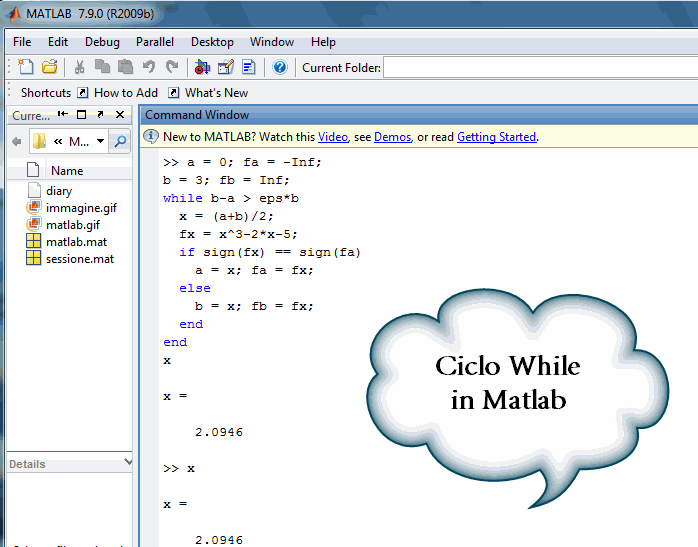 Ciclo While in Matlab
